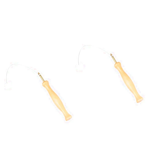 Lurrose 2 Pcs Knitting Kits Embroidery Punch Needle Braiding Tool Embroidery Pen for Knitting Hole Punch Tool Cross Stitch Kits Wooden Handle Embroidery Pen Threader Embroidered