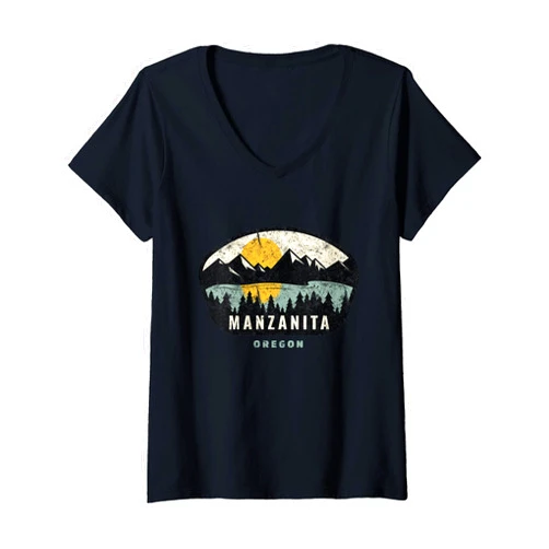 Whyitsme Design Womens Manzanita Oregon, OR Vacation Souvenir V-Neck T-Shirt