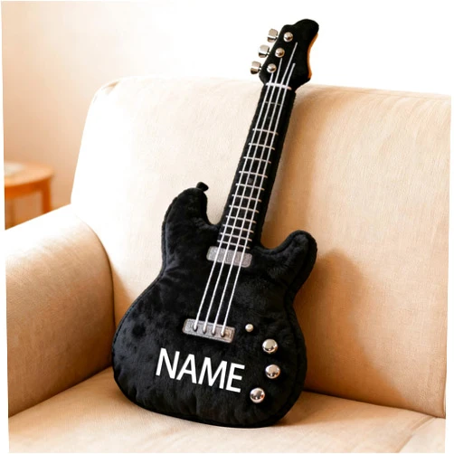 SweetJECCU Personalized Electric Guitar Themed Pillow, Custom Name Electric Guitar Shaped Throw Pillow, Music Decorative Pillows, Christmas Birthday Gifts for Music Lovers (Electric Guitar)