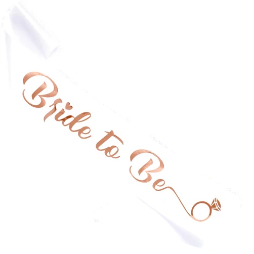 CORRURE 'Bride to Be' Bachelorette Party Sash - Bridal Shower White Satin Sash with Rose Gold Foil Lettering - Hen Party Decorations Supplies Accessories, Wedding Engagement Party Favors Gift