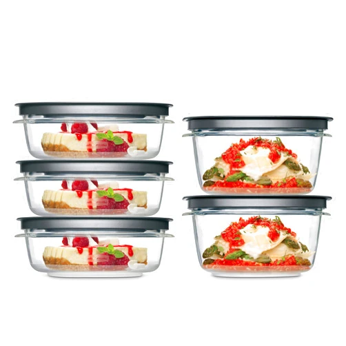 Rubbermaid Premier Food Storage Container, 10 Piece Set, Grey, BPA-Free, Microwave & Dishwasher Safe