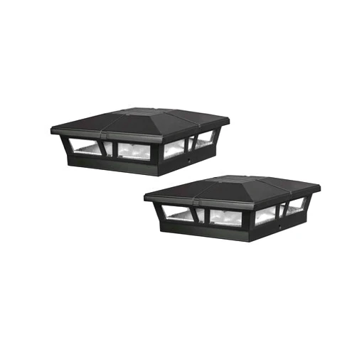 Classy Caps Mfg. Inc. Classy Caps SLC771B 6x6 Black Aluminum Cambridge Solar Post Cap, Outdoor Post Light (2 Pack)