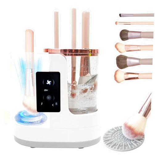 WACOI Electric Makeup Brush Cleaner Machine With Makeup Brush Dryer, Automatic Spinning Cosmetic Brushes Cleaner Tool Fit for All Size Makeup Brush with Makeup Brush Cleaning Mat