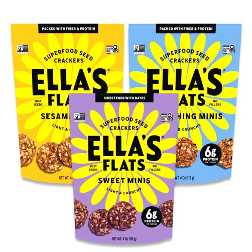 ELLA'S FLATS Ella’s Flats Minis - Variety Pack (Sesame, Everything, Sweet) - Superfood seed crackers - Just seeds, no fillers - 6g protein, 5g fiber, low carb