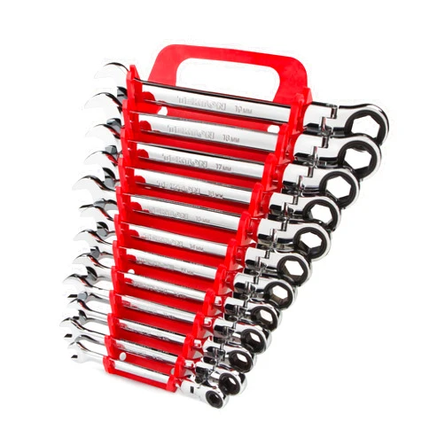 TEKTON Flex Ratcheting Combination Wrench Set, 12-Piece (8-19 mm) - Holder | WRN57170 12-pc. (8-19 mm) Holder