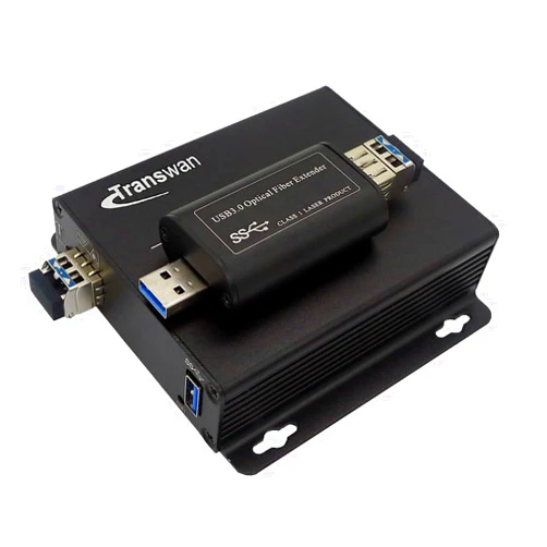 Transwan USB 3.0 Fiber Optic Extender to Max 250 Meters (820 FT) Over Single-Mode Optic Fiber with 10Gbps SFP Module, Supports 5 Gbps Super-Speed, Supports Kinect Devices etc