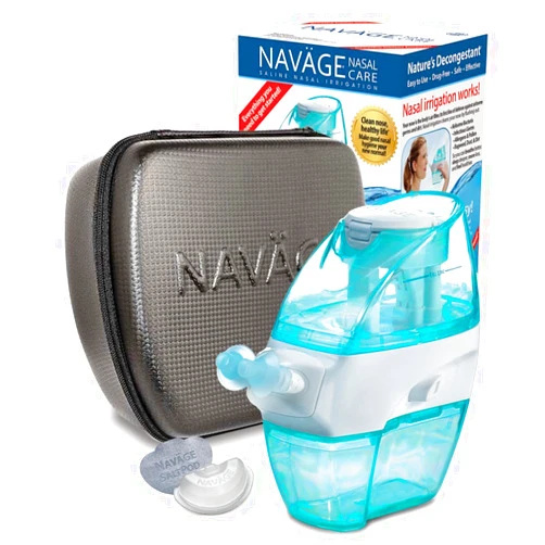 Navage Starter Bundle Nasal Irrigation System - Saline Nasal Rinse Kit with 1 Nose Cleaner, 30 SaltPods and Black Travel Case