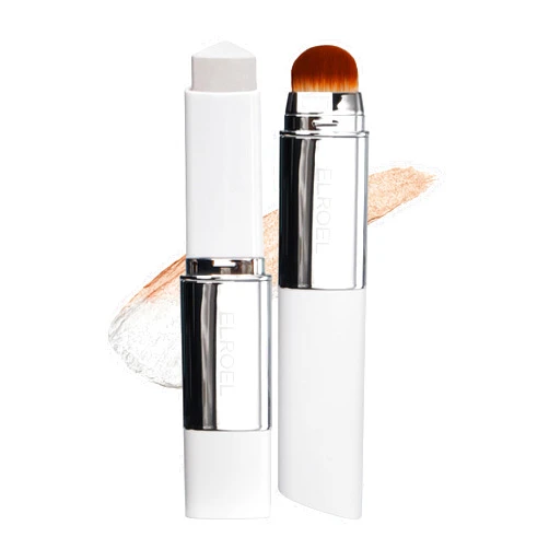 ELROEL BLANC Cover Cream Stick V - Korean Color-Changing Foundation with Detachable Brush - Full to Medium Coverage Base Makeup (201 Light, 0.45 oz)