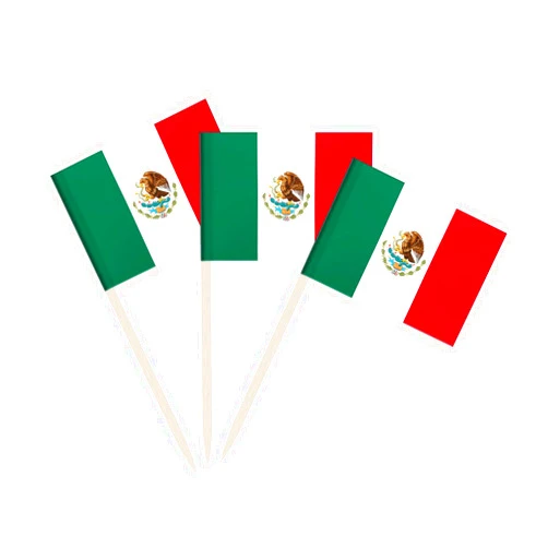 Newkita 100 Pack Mexico Flag Mexican Toothpick Flags, Cocktail Picks Mini Stick Cupcake Toppers Country Picks Party Decoration Celebration Cocktail Food Bar Cake Flags (Mexico)