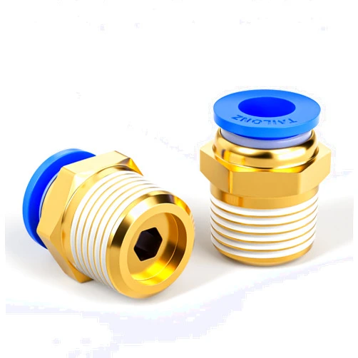 TAILONZ PNEUMATIC Blue Straight 8mm Tube OD x 1/4 Inch G Thread Push to Connect Fitting PC8-02 (Pack of 10)