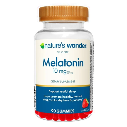 Nature's Wonder Drug-Free Melatonin 10 mg Gummies for Adult Sleep Health, 100% Drug Free Sleep aid, Promote Healthy Sleep and Wake Rhythm and Patterns, 45 Day Supply, 90 Count