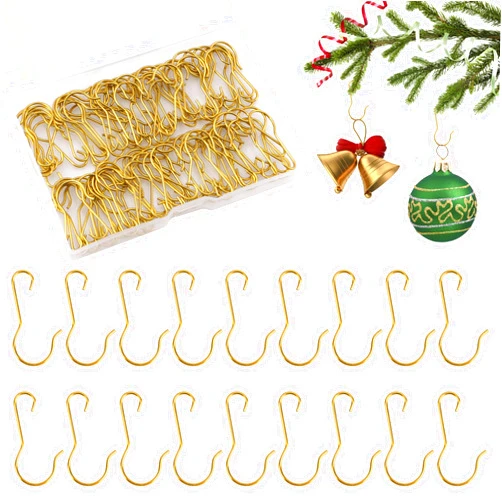 Luktastic Ornament Hooks, 100 Pack Ornament Hangers, Christmas Ornament Hooks, Ornament Hooks for Christmas Trees, Christmas Hooks for Ornaments, Christmas Tree Hooks Ornaments Christmas Tree Decorations, Gold