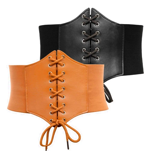 GRACE KARIN Lace-up Cinch Belt Tied Corset Elastic Waist Belt 2 Piece
