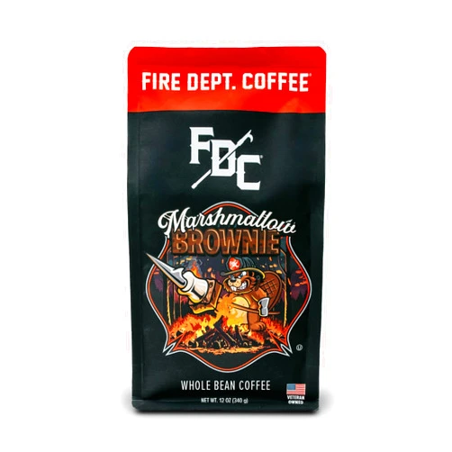 Fire Department Coffee - Gives Back to Firefighters - Marshmallow Brownie Coffee Beans - Roasted in the USA - Premium Whole Bean Coffee - Veteran Owned - 12 oz
