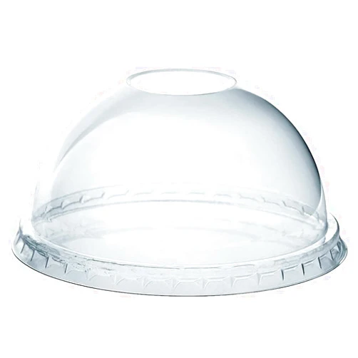 Comfy Package [Case of 1,000] Crystal Clear Dome PET Plastic Lids With Straw Slot for 12, 16, 20 & 24 oz. Milkshake Cups