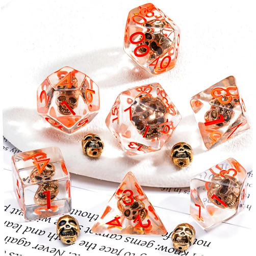 Weyano D&D Resin Dice Set, Skull Polyhedral Dice for Dungeons and Dragons, RPG, MTG DND 7-DIE (D4, D6, D8, D10, D12, D20, D%)