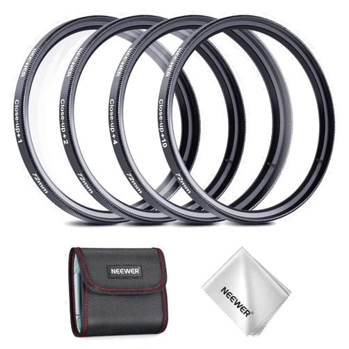 NEEWER 72mm Macro Close Up Lens Filter Kit (+1, 2, 4, 10), 4 Pieces of Magnifying Filters with Storage Pouch for Macro Photography, Compatible with 72mm Canon Nikon Sony Fujifilm Camera Lenses