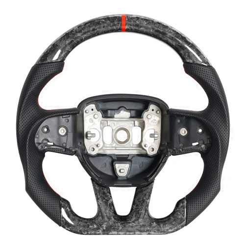 JIANGGAI Car Steering Wheel Carbon Fiber Steering Wheel Locator Wire Breathable Anti-skid Compatible with Dodge Challenger/Charger/Hummer Cat 2015-2020 (forged carbon fiber)