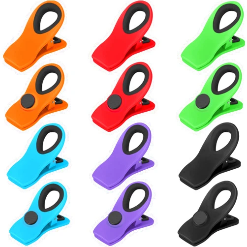 VNDUEEY 12 Pack Magnetic Chip Clips Bag Clips Food Bag Clips for Food Packages, Kitchen Clips with Magnet for Refrigerator, Plastic Assorted Colors Bag Clips for Food Storage, Chips Bag and Snack Bag