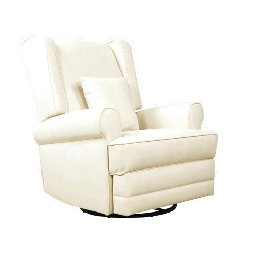 Evolur Melbourne Upholstered Seating Wing Back Glider Swivel, Nursery Glider Chair in Shell, Greenguard Gold Certified Modern Nursery Recliner with a Bonus Pillow, Tool-Free Assembly, Easy to Clean