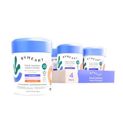 ByHeart Whole Nutrition Infant Formula Powder for Infants 0-12 Months, Made With Organic Grass-Fed Whole Milk, Clean Label Project Certified, Closest-to-Breast Milk Patented Protein Blend (24 Ounce (Pack of 4))