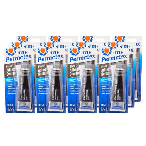 Permatex 81158-12PK Black Silicone Adhesive Sealant, 3 oz. Tube (Pack of 12)
