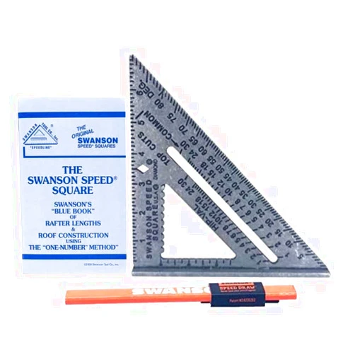Swanson Tool Co S0101SDP217 Value Pack featuring The 7 inch Die Cast Aluminum Speed Square and Speed Draw Carpenter Pencil Holder