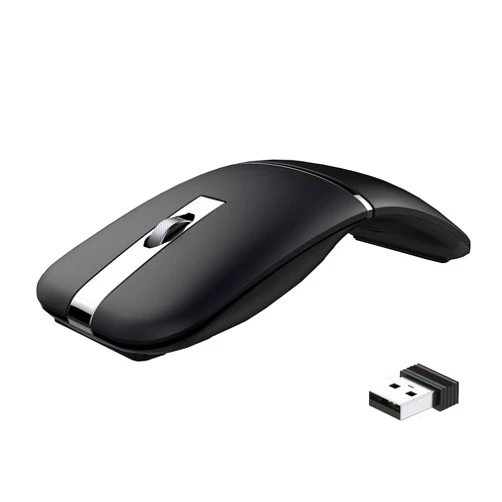 NYIEFADA Foldable Bluetooth Travel Mouse, Wireless Portable 2.4G Arc Mouse for Laptop, 180° Rotating Rechargeable Ultra Slim for Desktop PC MacBook Pro Chromebook Lenovo Device(with Carry Bag)