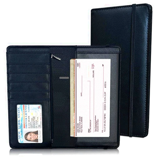 LINTRU Oversized Checkbook Cover with Zipper Pocket & RFID Blocking – Checkbook Covers for Personal Checkbook, Premium PU Leather with Reinforced Backing, Gift-Ready Check Book Covers for Women & Men