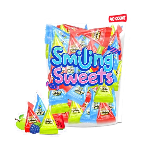 Smiling Sweets War Heads Sour Popping Candy - Pack of 40 Pouches - Variety of Flavors - Watermelon, Blue Raspberry, and Green Apple - Smiling Sweets - Delicious Sour Candy