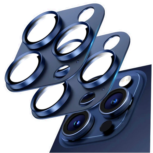 Wumigoo 2 Pack Camera Lens Protector for iPhone 15 Pro Max/iPhone 15 Pro/iPhone 14 Pro Max/iPhone 14 Pro, Aluminum Alloy Sapphire Glass Camera Cover Screen, Anti-drop, Case Friendly- Blue Titanium