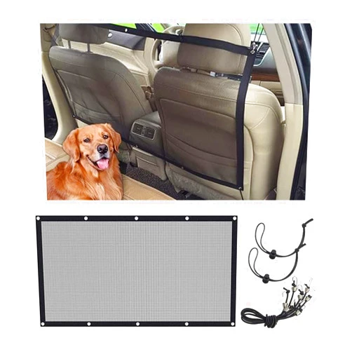 JOYCOURT Car Dog Barrier Net, Auto Protection Fence Net Backseat Mesh Pet Barrier, Car Stretchable Obstacle Mesh Divider Net Car Adjustable Safety Mesh for Most Cars, Trucks, SUVs (44