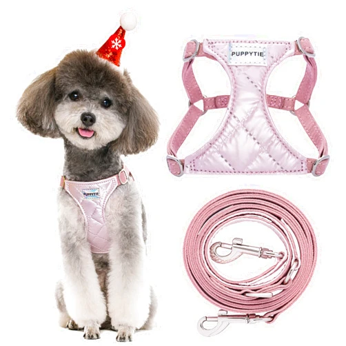 Puppytie No Pull Small Dog Harness with Multifunction Dog Leash,Lightweight Soft Adjustable No Choke Escape Proof Pet Harness Vest Pet Harness Vest,Glossy Pink,S