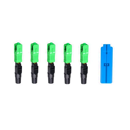 Fyboptwu 5 pcs SC-APC Fiber Optic Quick Assembly Connector Fiber Optic Fast Connectors Singlemode 9/125 Mechanical Connectors Adapter for 2mm x 3mm Butterfly Fiber Cable