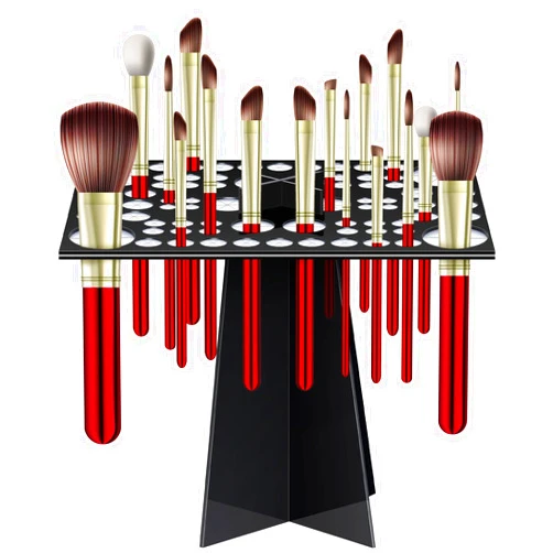 Vesici 72 Holes Makeup Brush Drying Rack Collapsible Makeup Brush Holder Makeup Brush Dryer Acrylic Makeup Brush Stand Nail Brush Holder Organizer for Makeup Artist Nail Brush Paintbrush Makeup Lover, Black