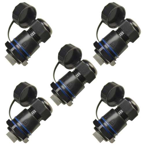 ANMBEST 5PCS M25 Panel Mounting RJ45 Waterproof Connector Cat5/5e/6 Ethernet LAN Cable Coupler with Waterproof/Dust Cap Cover for Outdoor Network