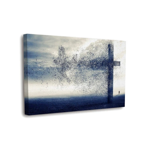 SpiritualHands Jesus Wall Decor, Christian Cross Wall Home Posters, Judah Religious Lord Prayer Bible Wall Art Framed Canvas – 13-CROSS WITH BIRDS-8X12