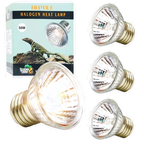 LUCKY HERP 4 Pack 50W UVA UVB Reptile Light Bulbs, Heat Lamp Bulbs for Reptiles and Amphibians, Basking Light Bulb for Turtle, Bearded Dragon, Lizard Heating Use