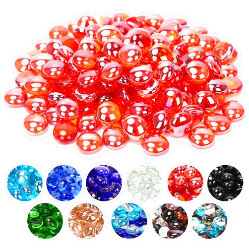 GRISUN 1/2 Inch Shine Red Luster Fire Pit Glass, 20 Pounds Reflective Round Glass Rocks for Natural or Propane Fireplace, Fire Glass Safe for Outdoors and Indoors Firepit Glass, Fire Glass Beads