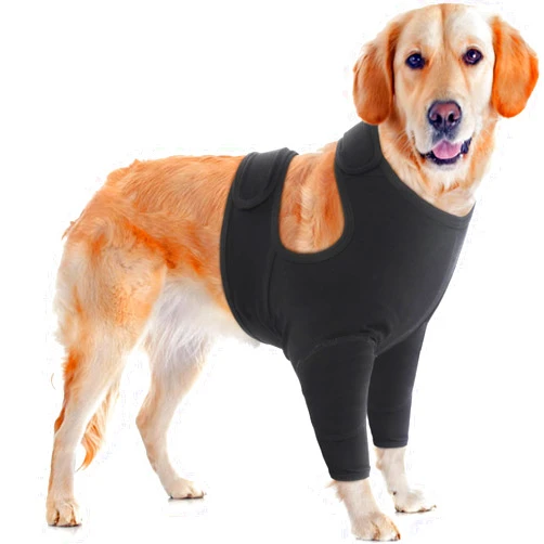 IDOMIK Dog Recovery Sleeve for Front Legs, Breathable Dog Recovery Suit Front Legs, Adjustable Dog Leg Sleeves to Stop Licking, Dog Elbow Braces Protector Dog Cone Collar Alternatives,Black,2XL