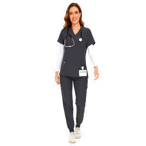 COZYFIT Scrubs for Women Set - Stretch V-Neck Scrub Top & Jogger Pant with 8 Pockets