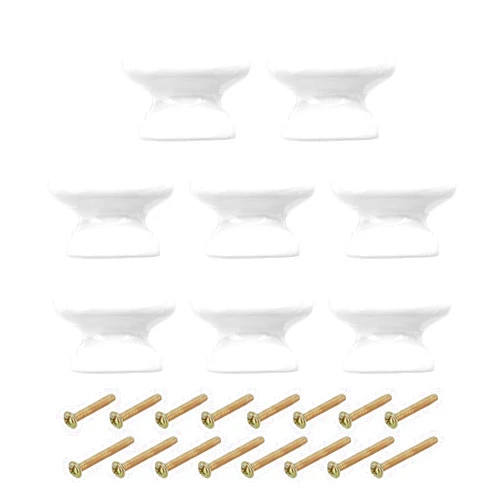 PATIKIL 1-3/8 Inch Cabinet Knobs, 8 Pcs Round Drawer Dresser Knobs Wood Handles Knobs Drawer Pulls with Screws for Kitchen Cupboard Furniture Door, White