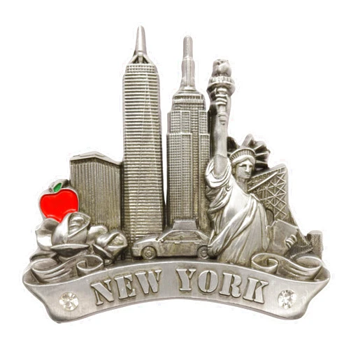 Mad Mags Metal New York City Souvenir Magnet - 2.75 x 2.5 Inches