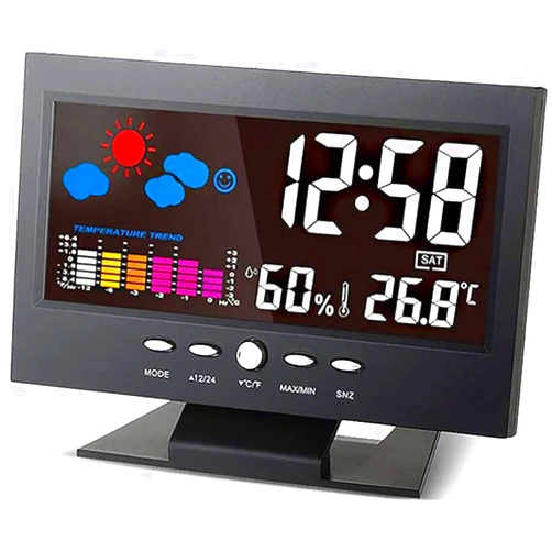 MOTOZA LCD Electronic Table Clock Sound Control Travel Alarm Clock Intelligent Digital Night Vision Multi-Function Dimmer Night Light Calendar Table Clock