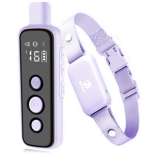 Bousnic Shock Collar for Dogs - Waterproof Rechargeable Dog Electric Training Collar with Remote for Small Medium Large Dogs with Beep, Vibration, Safe Shock Modes (8-120 Lbs) (Purple)