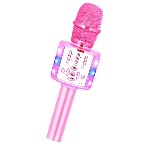 Amazmic Toys for Girls, Kids Karaoke Microphone Toddler Microphone for Kids with Lights, Birthday Gift for Girls, Boys Toy Age 3 4 5 6 7 8+(Light Pink)