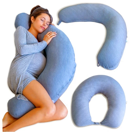 Pharmedoc Crescent Cooling Pregnancy Pillows - Body Pillow for Adults - Side Sleeper – Maternity and Nursing Pillow Breast Feeding - Pregnancy Must Haves - Dark Grey Cooling Cover