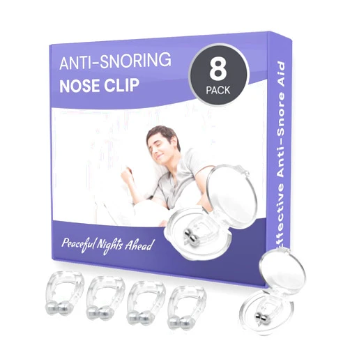 Generic Anti Snoring Nose Clip | Nose Breathing Magnet for Better Sleep & Reduced Snoring | Silicone Magnetic Clip for Comfortable Breathing | Adjustable, Reusable, for Men and Women - Pack of 8