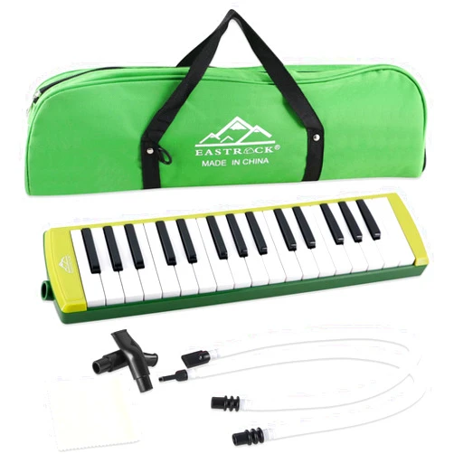 EASTROCK 32 Key Melodica Instrument Air Piano Keyboard Soprano Melodica with 2 Mouthpieces Tube Sets Carrying Bag for Beginners Adults Gift Green