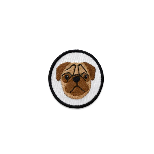 K9 Sport Sack Hook and Loop Dog Patch for Dog Carrier Backpack (Pug Face - White)